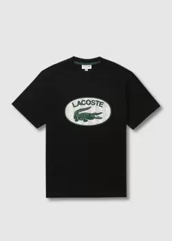 Lacoste Mens Regular Fit Branded Monogram Print T-Shirt Size 3 - S Black