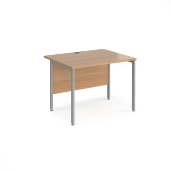 Office Desk 1000mm Rectangular Desk With H-Frame Leg Beech Tops With Silver Frames 800mm Depth Maestro 25