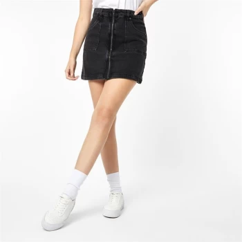 Jack Wills Chartham Full Zip Denim Mini Skirt - Black