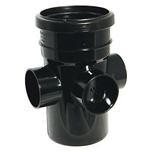 FloPlast SP581B Boss Pipe With 3 Sockets Socket/Spigot - Black 110mm