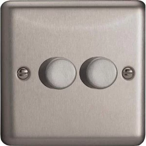 Varilight Classic 2-Gang 2-Way Push-On/Off Rotary LED Dimmer - Matt Chrome - JSP252