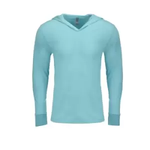 Next Level Adults Unisex Tri-Blend Long Sleeve T-Shirt Hoodie (L) (Tahiti Blue)