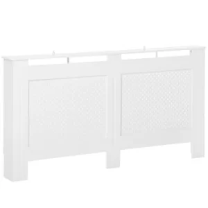 HOMCOM Wooden Radiator Cover Heating Cabinet Modern Home Furniture Grill Style White Painted (Large)