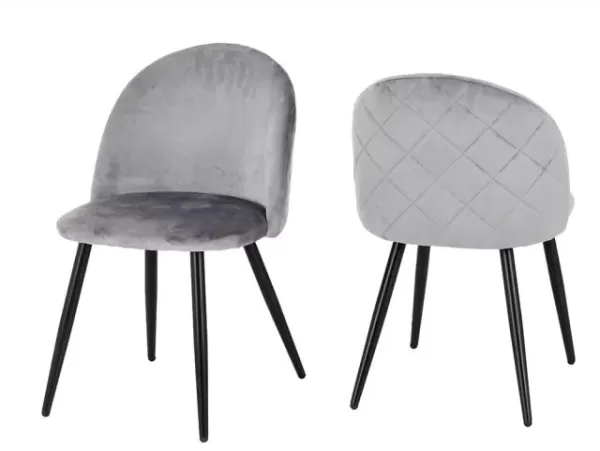 Seconique Marlow Grey Velvet Set of 4 Dining Chairs