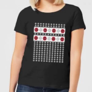 Marvel Deadpool Snowflakes Womens Christmas T-Shirt - Black - M