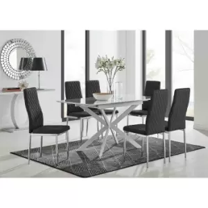 Furniture Box LIRA 120 Extending Dining Table and 6 Black Milan Chairs