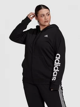 Adidas Essentials Linear Full Zip Hoodie - Plus Size, Black/White, Size 2X, Women