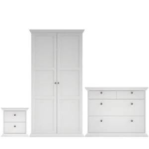 Isabella White Matt 3 piece bedroom furniture set