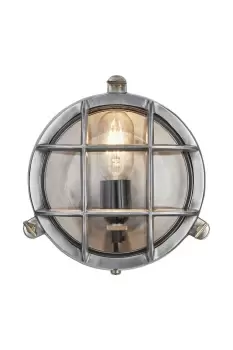 Bulkhead Outdoor & Bathroom Round Light, 8 Inch, Gunmetal, Side Wiring