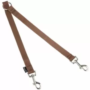 Double Dog Pet Lead Leash Splitter Coupler with Clip for Collar Harness - Brown - Bunty