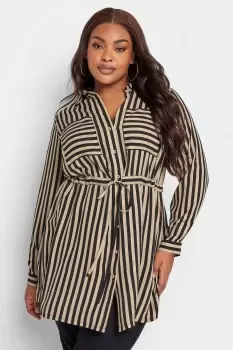 Stripe Print Utility Tunic Shirt