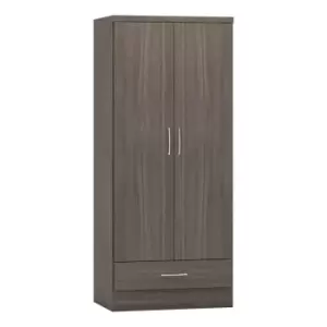 Seconique Nevada 2 Door 1 Drawer Wardrobe - Black Wood Grain