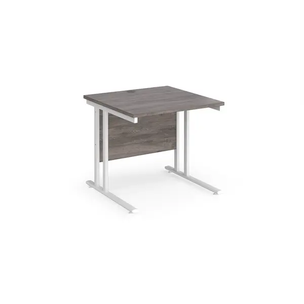 Maestro 25 Straight Desk White Frame and Grey Oak Table Top - 800x800mm