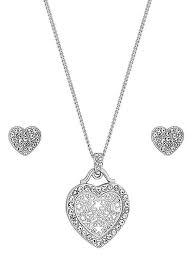 Jon Richard Silver Plated Mother of Pearl Filigree Heart Set - Gift Boxed