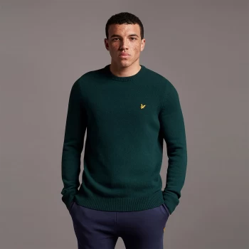 Mens Crew Neck Lambswool Blend Jumper - Dark Green Marl - XS