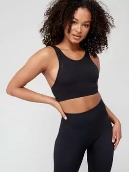 Adidas Knit Sports Bra - Light Support, Black, Size L, Women