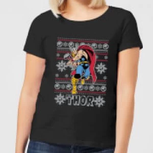 Marvel Thor Womens Christmas T-Shirt - Black - M