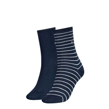 Tommy Bodywear Hilfiger Stripe Crew Socks 2 Pack Ladies - Blue