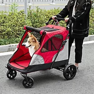 PawHut Dog Foldable Stroller Large Red