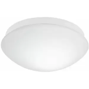 Loops - Flush Ceiling Light IP44 Bathroom Colour White Shade White Glass Bulb E27 1x20W