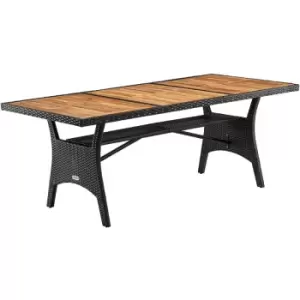 Poly Rattan Garden Dining Table Acacia 190x90x74cm - Colour Choice Black - Casaria