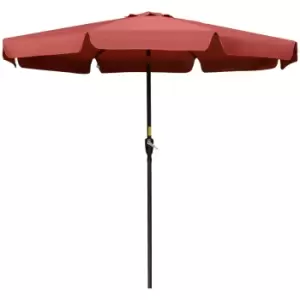 Outsunny 2.66m Patio Umbrella Garden Parasol Outdoor Sun Shade Table Umbrella with Ruffles, 8 Sturdy Ribs, Wine Red