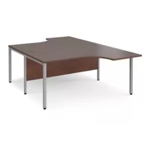 Office Desk 2 Person Rectangular Desk 1600mm Walnut Tops With Silver Frames Maestro 25