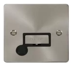 Click Scolmore Define Brushed Steel 1 Gang Fused Connection Unit 13A With Black Ingot - FPBS550BK