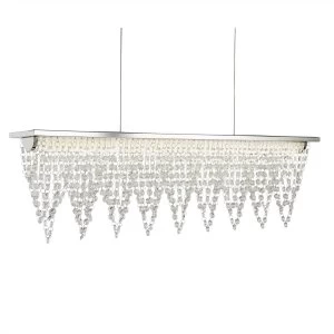 LED 1 Ceiling Pendant Bar Light Chrome, Clear with Crystals