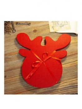 Set Of 4 Red Felt Reindeer Shaped Placemats