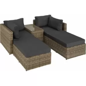 Tectake - Rattan garden furniture set San Domino with aluminium frame - garden sofa, rattan sofa, garden sofa set