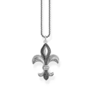 THOMAS SABO Rebel Silver Black CZ Fleur de Lis Necklace