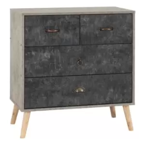 Seconique Nordic 2+2 Drawer Chest - Grey/Charcoal Concrete Effect