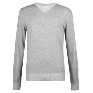 Calvin Klein Cotton V Neck Jumper - Mid Grey Htr