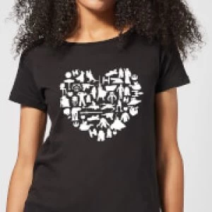 Star Wars Valentine's Heart Montage Womens T-Shirt - Black - 5XL