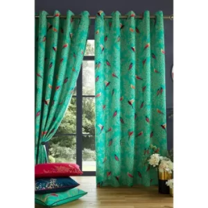 Sara Miller Green Birds Lined Eyelet Curtains