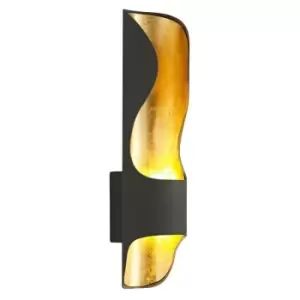 Wall Lamp, 1 x 8W LED, 3000K, 640lm, Anthracite, Gold Leaf - Luminosa Lighting