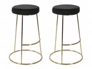 LPD Opera Black Velvet Upholstered Fabric Bar Stools Set of 2