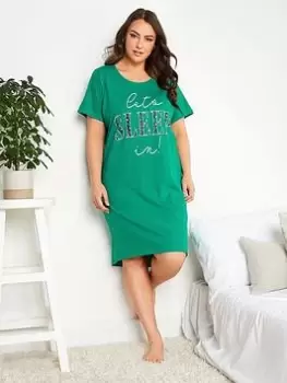 Yours Let'S Sleep In Dipped Back Nightdr, Green, Size 22-24, Women