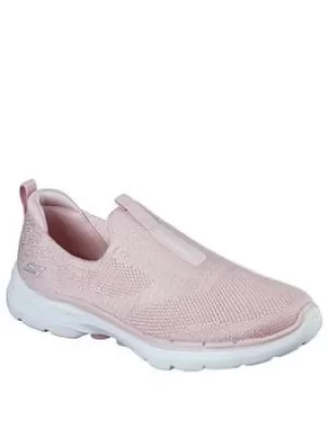 Skechers Go Walk 6 Slip On Plimsolls, Pink, Size 7, Women