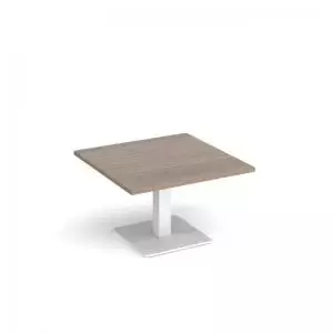 Brescia square coffee table with flat square white base 800mm -