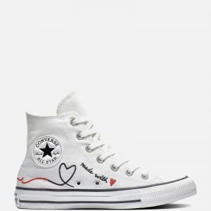 Converse Chuck Taylor All Star Love Thread Hi-Top Trainers - Vintage White - UK 3