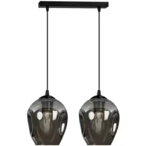 Emibig Istar Black Bar Pendant Ceiling Light with Graphite Glass Shades, 2x E27