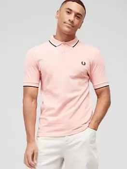 Fred Perry Twin Tipped Polo Shirt - Peach, Pink Peach, Size S, Men