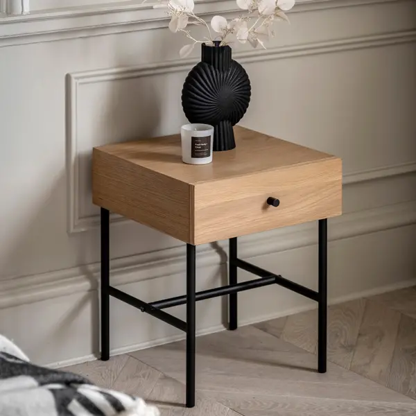 Aubourn 1 Drawer Bedside Table Natural