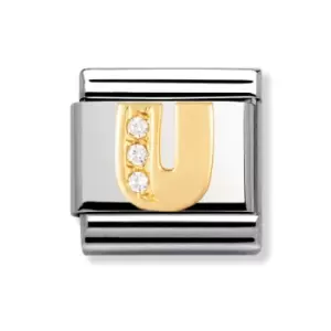 Nomination Classic Gold & CZ Letter U Charm