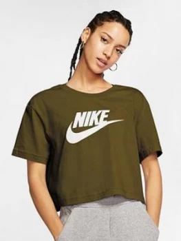 Nike Nsw Essentials Futura Short Sleeve Crop Top - Olive