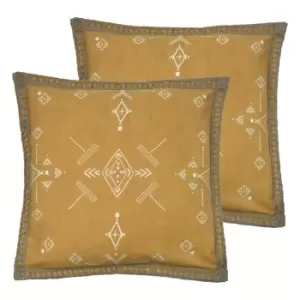 Furn. Mini Inka Twin Pack Polyester Filled Cushions Honey