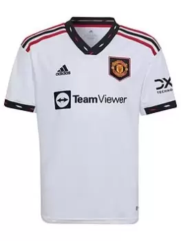 adidas Junior Manchester United Away 22/23 S/s Replica Shirt, White, Size 15-16 Years