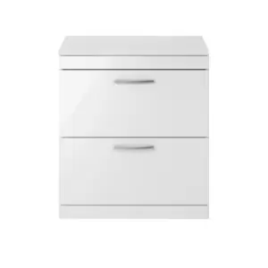 Nuie Athena 800 Floor Standing 2-drawer Vanity & Worktop - Gloss White